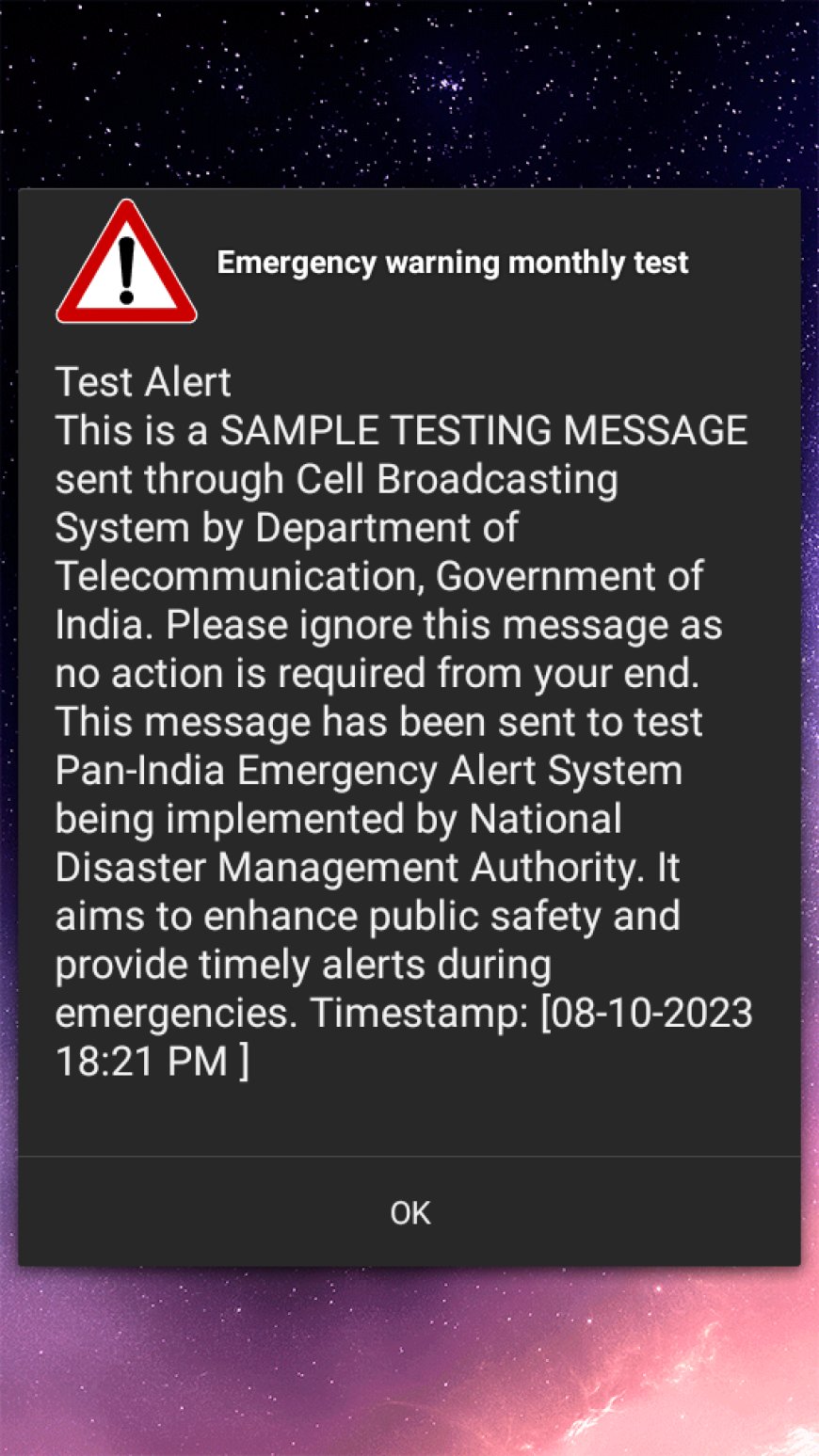 सरकार आपातकालीन चेतावनी प्रणाली का परीक्षण कर रही है, लोगों को महत्वपूर्ण सूचना एसएमएस प्राप्त हो रहे हैं