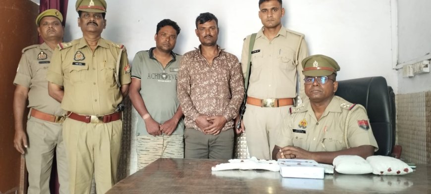 गाडी का शीशा काटकर रूपये चोरी करने की घटना का सफल अनावरण करते हुए 2 चोरों को किया गिरफ्तार चोरी किये हुए 60,000 रुपये नगद, तथा 2 तमंचे व 4 जिन्दा कारतूस एवं 1 किलो 500 ग्राम नशीला पदार्थ बरामद