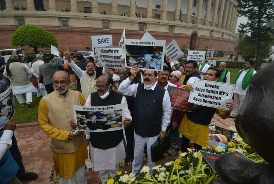 लोकसभा में जारी सांसदों का निलंबन