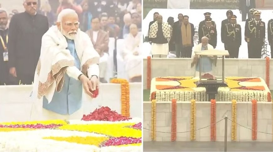 बापू की 76वीं पुण्यतिथि, पीएम मोदी ने राजघाट पहुंचकर दी श्रद्धांजलि