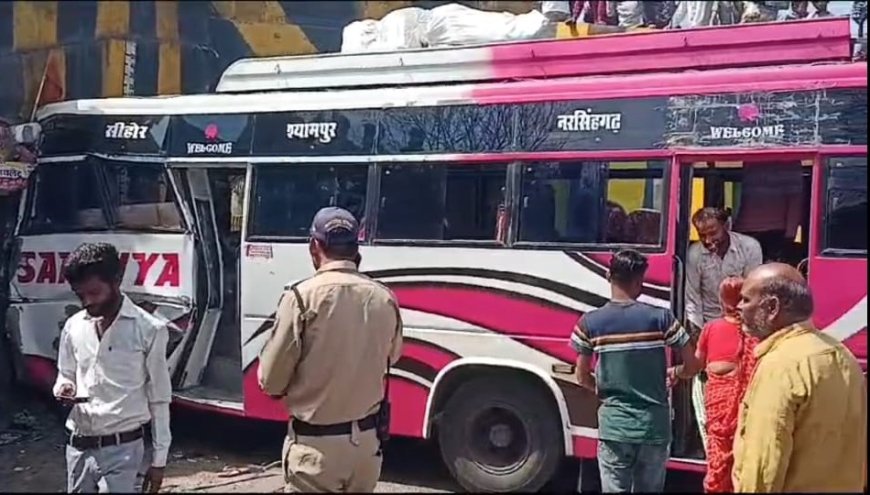 सीहोर में एक यात्री बस के ब्रेक फेल होने से हुआ हादसा