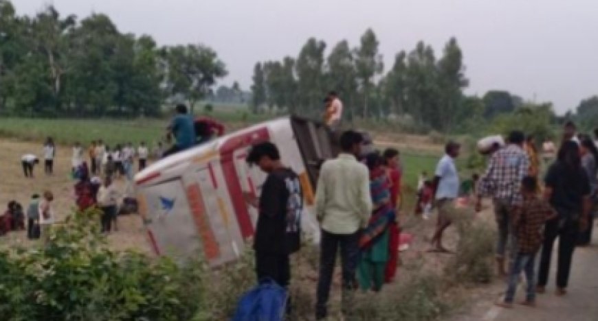 शाहाबाद पाली मार्ग पर परेली गांव के पास ट्रैक्टर ट्राली से टकराकर पलटी डबल डेकर बस,आधा दर्जन यात्री घायल