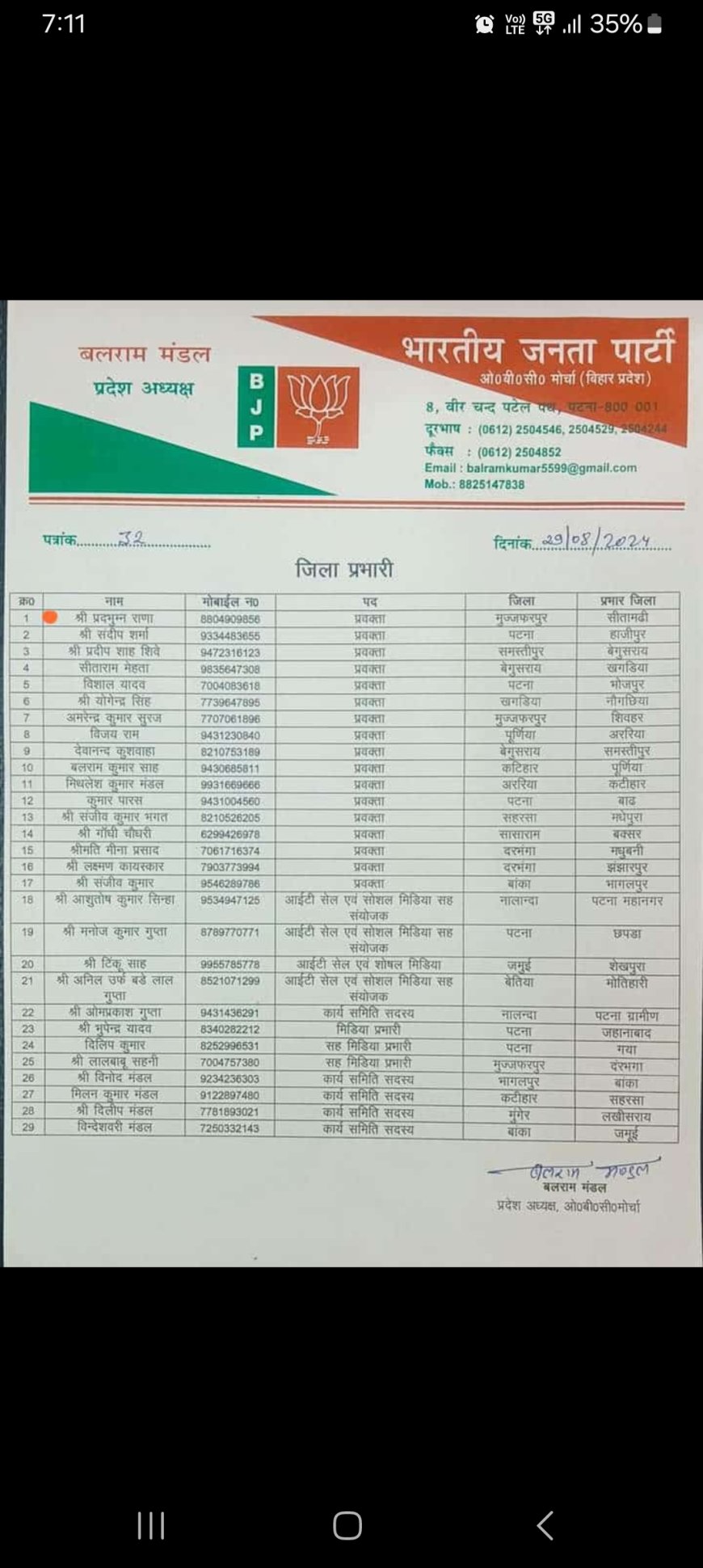 बिहार भाजपा ने प्रद्युम्न राणा को सीतामढ़ी जिला ओबीसी मोर्चा का जिला प्रभारी किया मनोनीत