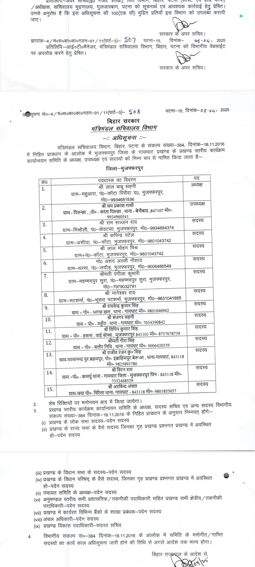 गायघाट में प्रखंडस्तरीय बीस सूत्री सदस्य का गठन, इन सभी पर जताया भरोसा  ...देखे लिस्ट