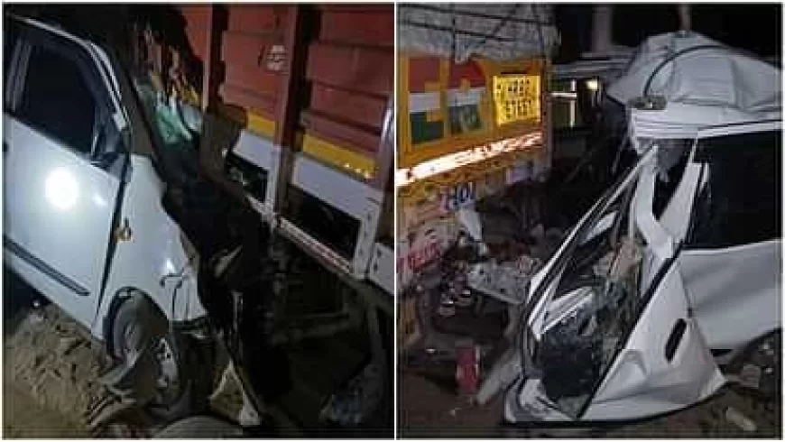 यमुना एक्सप्रेसवे पर कैंटर के नीचे घुस गई कार, पुलिसकर्मी बुरी तरह फंसे; एक की हालत गंभीर