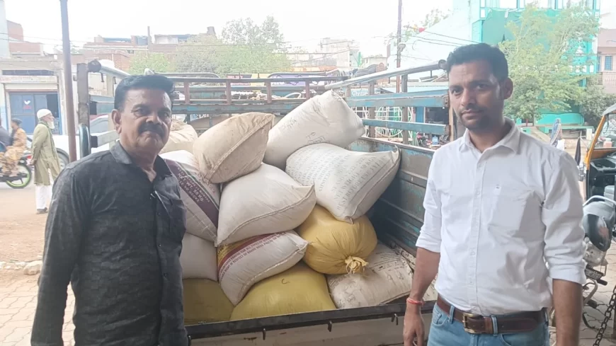 21 कट्टों में 10 क्विंटल 50 किलो चावल जप्त