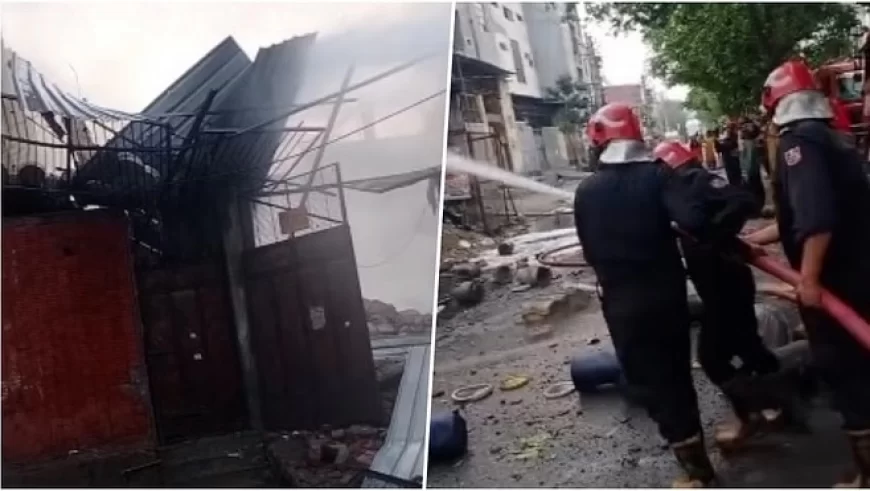 बवाना में फैक्टरी में लगी भीषण आग, धमाकों के बाद भरभराकर गिरी इमारत; दमकल की 17 गाड़ियां मौके पर